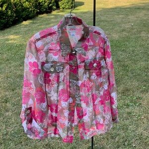 Ruby Rd Favorites Womans16 Hawaiian Print button down shirt travel resort top